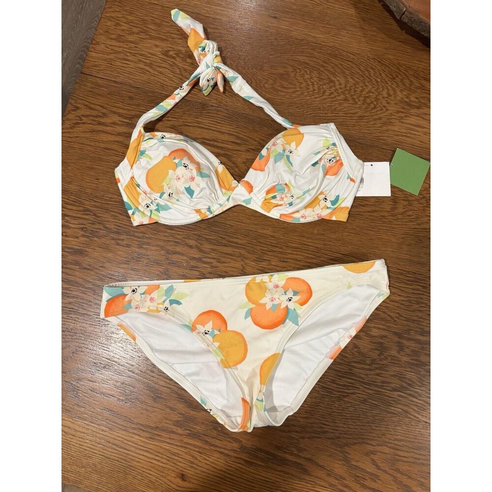 kate spade Cream and Orange Floral One-Piece Swimsuit